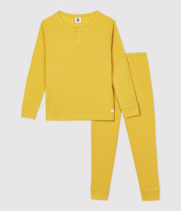 Pyjama uni  en coton et lyocell enfant jaune